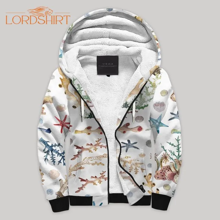 Coral Sherpa Fleece Zip Hoodie All Over Print