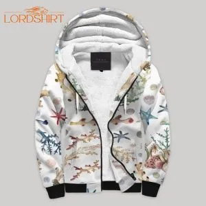 Coral Sherpa Fleece Zip Hoodie All Over Print