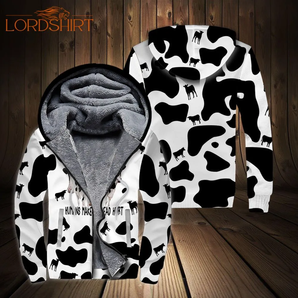 Cow Make Me Happy Fleece Zip Hoodie All Over Print