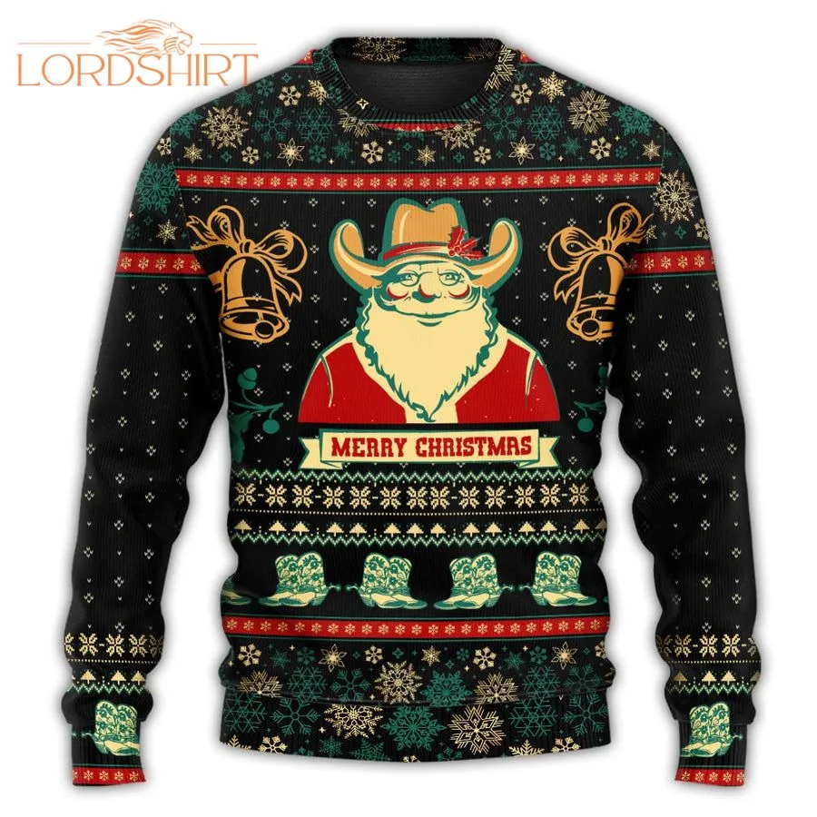 Cowboy Santa Christmas Old Man Ugly Christmas Sweater