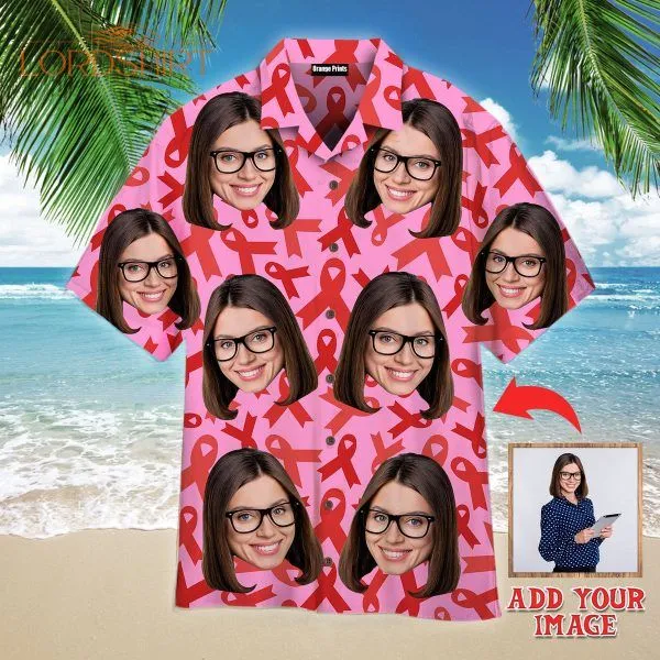 Custom Face On Pink Breast Cancer Awareness Custom Photo Hawaiian Shirt