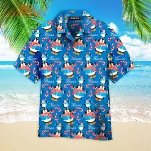 Cute Christmas Penguin Pattern Aloha Hawaiian Shirt