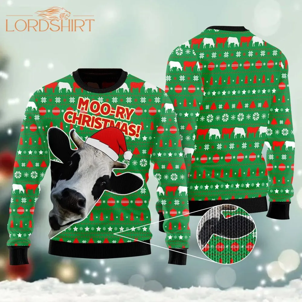 Cute Cow Moory Christmas Ugly Christmas Sweater