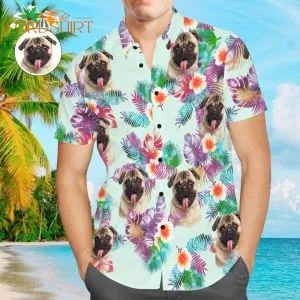 Cute Dog Face For Pet Lover Custom Photo Hawaiian Shirt