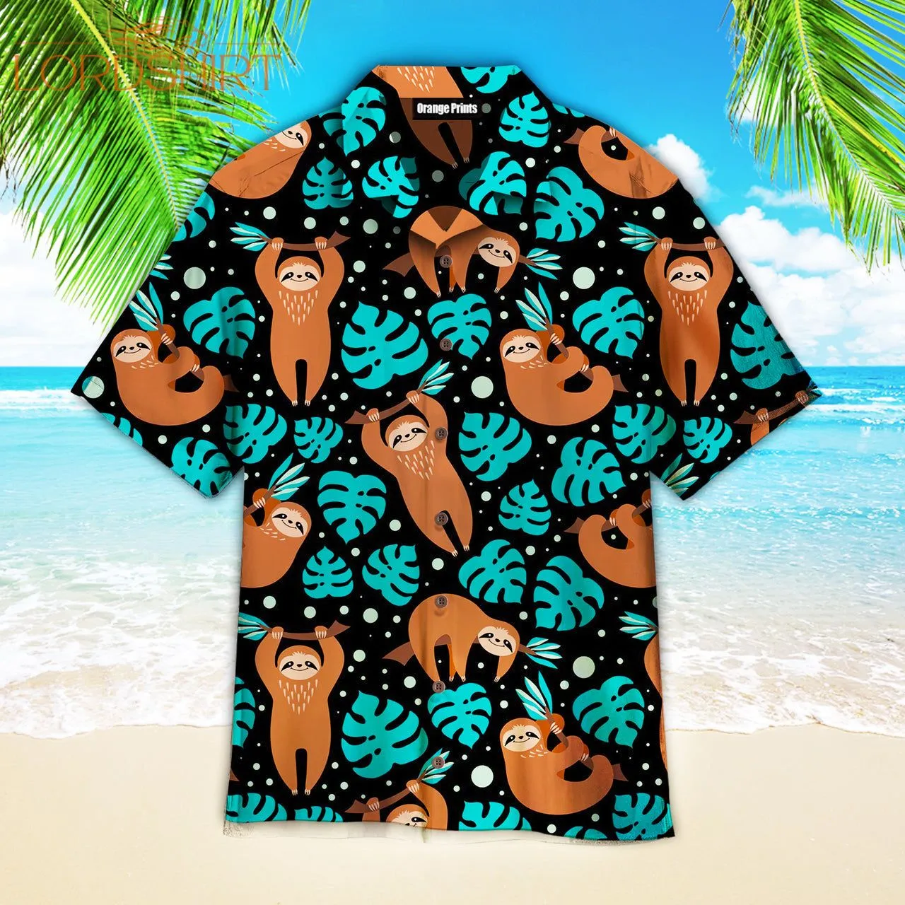 Cute Sloth On Tropical Forest Pattern Blue Theme Pattern Hawaiian Shirt