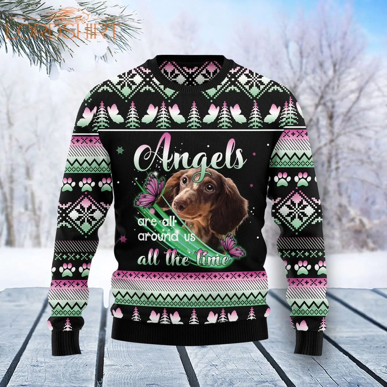 Dachshund Dog Angel Ugly Christmas Sweater