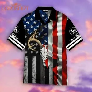 Deer Skull American Flag Aloha Hawaiian Shirt