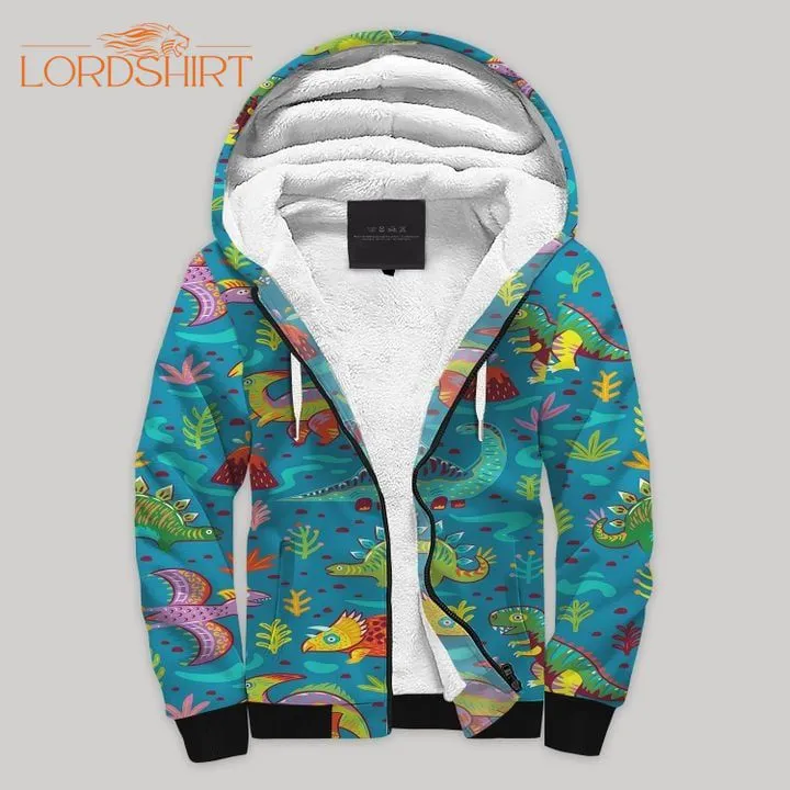 Dinosaur Fleece Zip Hoodie All Over Print