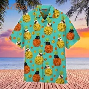 Dog In Juicy Pineapple Print Aloha Hawaiian Shirt
