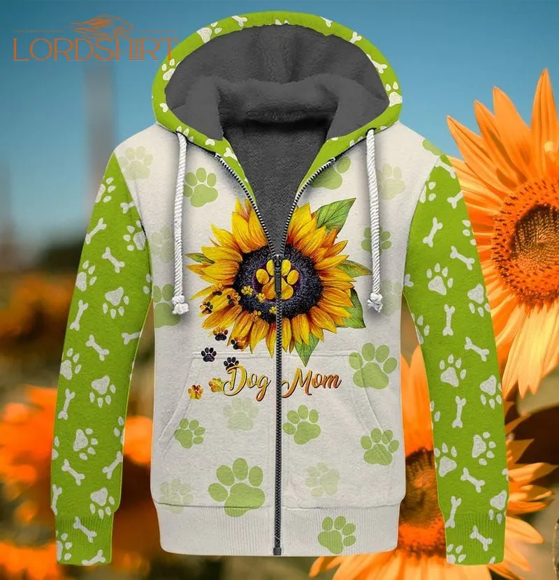 Dog Mom Sunflower Fleece Zip Hoodie All Over Print