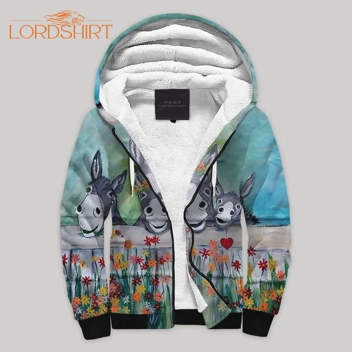 Donkey Flower Fleece Zip Hoodie All Over Print