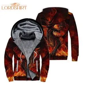 Dragon Flame Fleece Zip Hoodie All Over Print