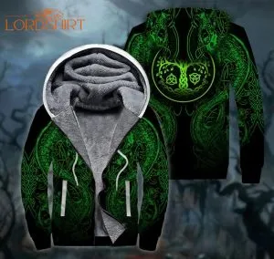 Dragon Irish St Patrick's Day Fleece Zip Hoodie All Over Print