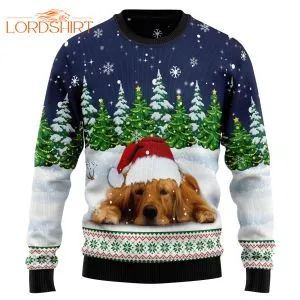 Dreaming Golden Retriever Under Snow Ugly Christmas Sweater