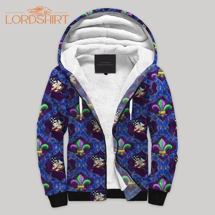 Fabric Sherpa Fleece Zip Hoodie All Over Print