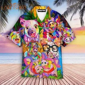 Farm Pig Colorful Awesome Abstract Hawaiian Shirt