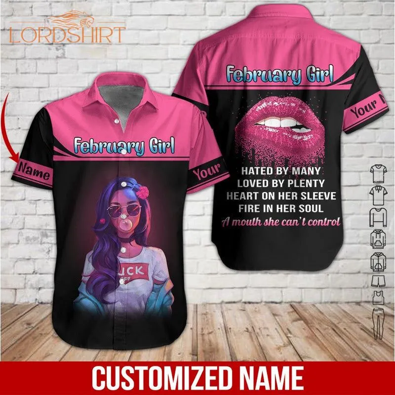 February Girl Custom Name Hawaiian Shirt