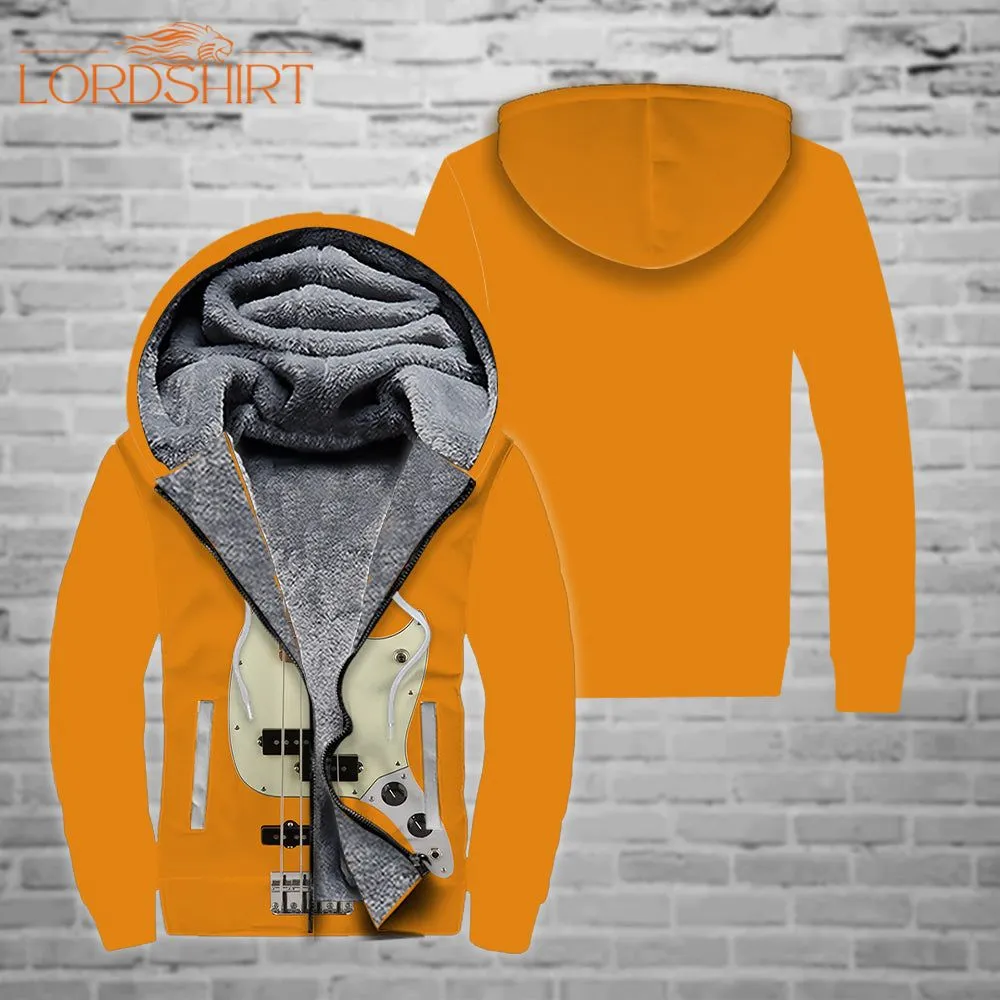 Fender Mustang Bass Orange Fleece Zip Hoodie All Over Print