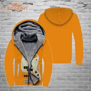 Fender Mustang Bass Orange Fleece Zip Hoodie All Over Print