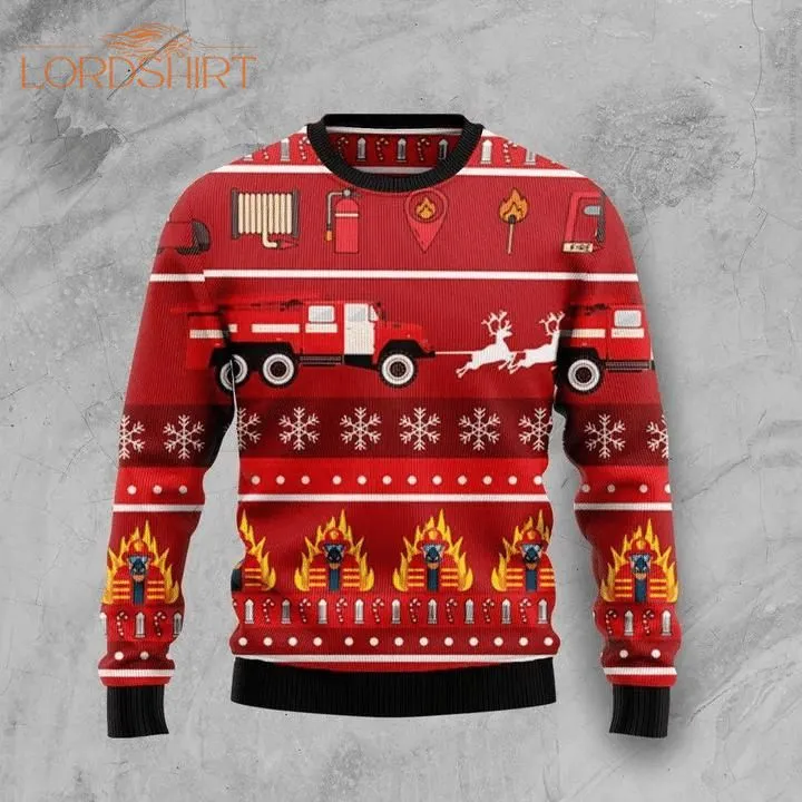 Firefighter Car Ugly Christmas Sweater