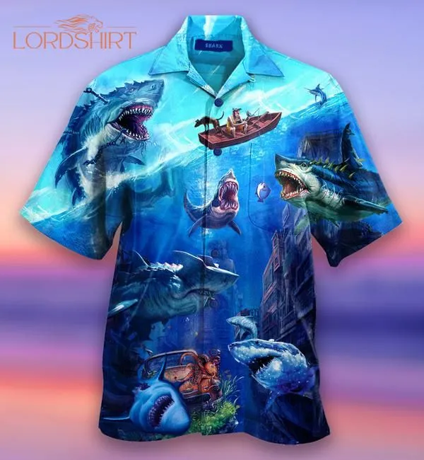 Fishing Shark With Small Ship Aloha Hawaiian Shirt