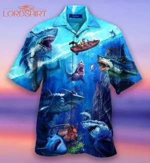 Fishing Shark With Small Ship Aloha Hawaiian Shirt