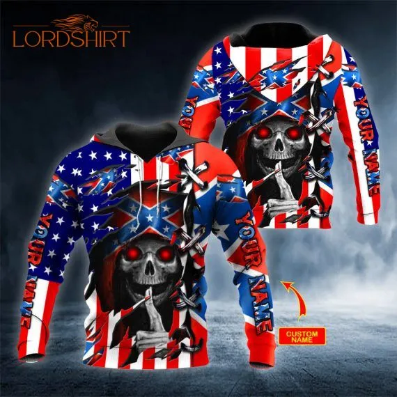 Flag Patriotic Skull Custom Name 3d All Over Print