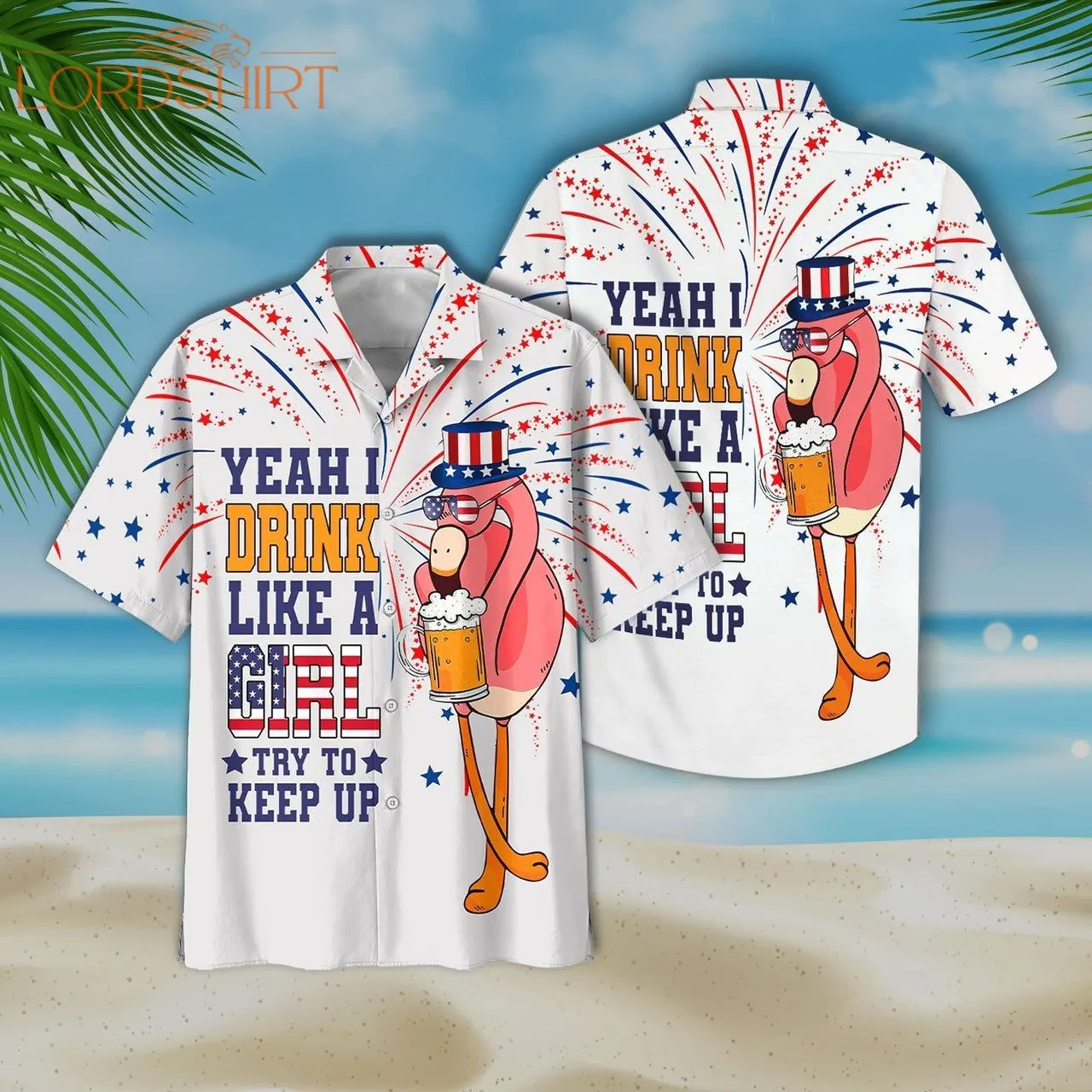 Flamingo And Beer Aloha Hawaiian Shirt