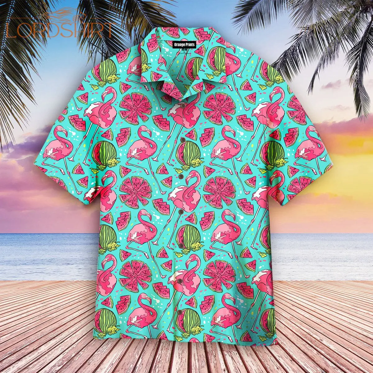 Flamingo And Watermelon Hawaiian Shirt