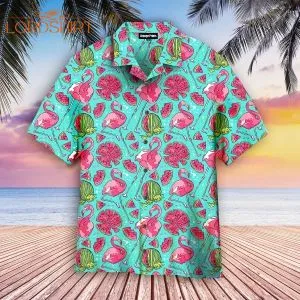 Flamingo And Watermelon Hawaiian Shirt