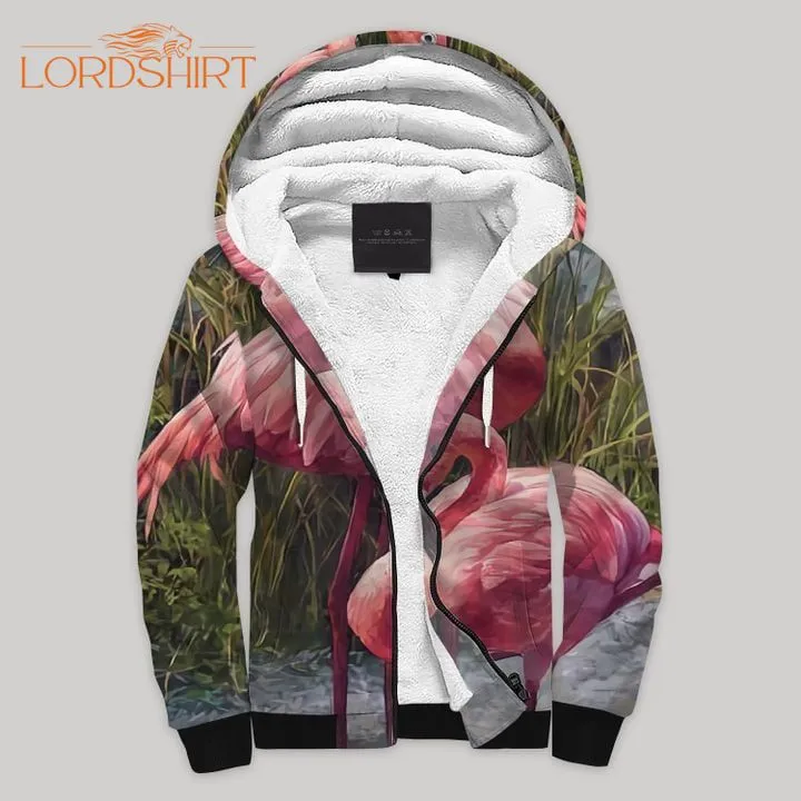 Flamingo Blanket Fleece Zip Hoodie All Over Print