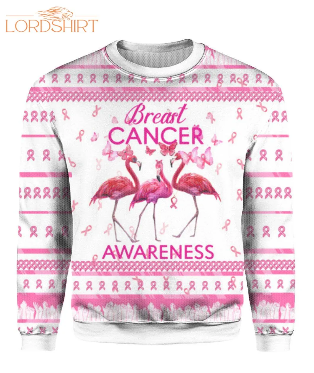 Flamingo Breast Cancer Awareness Ugly Christmas Sweater