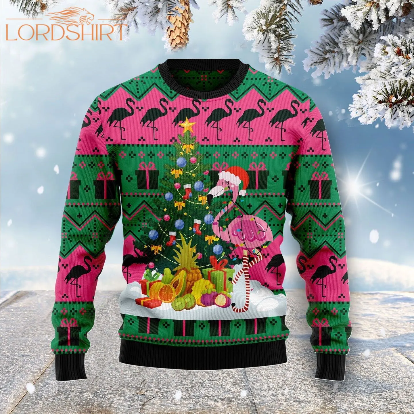 Flamingo Christmas Tree Ugly Christmas Sweater