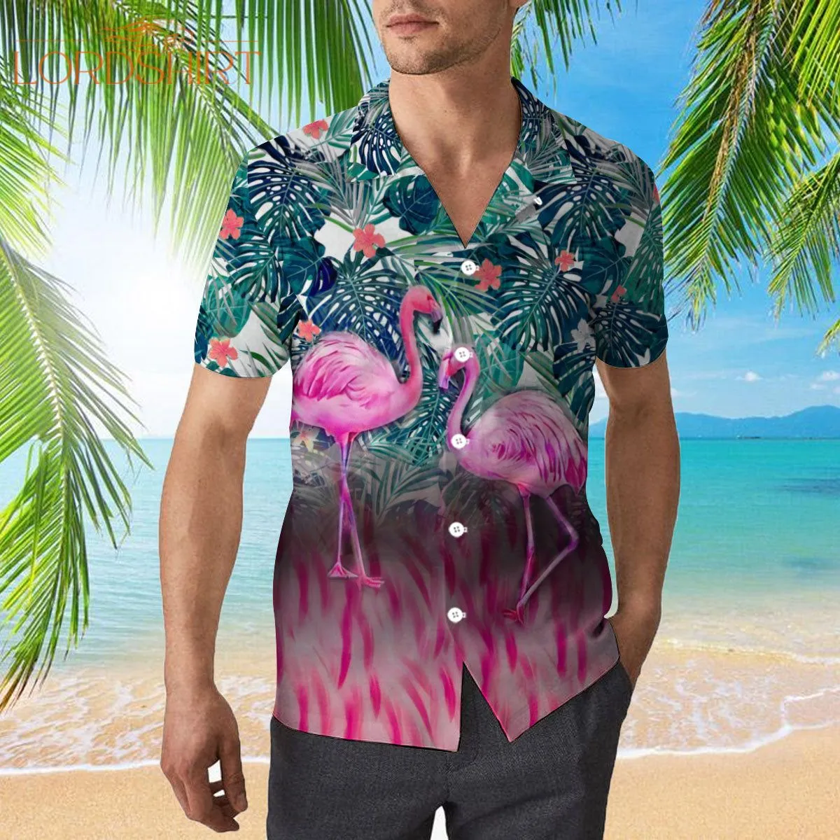 Flamingo Couple Hawaiian Shirt