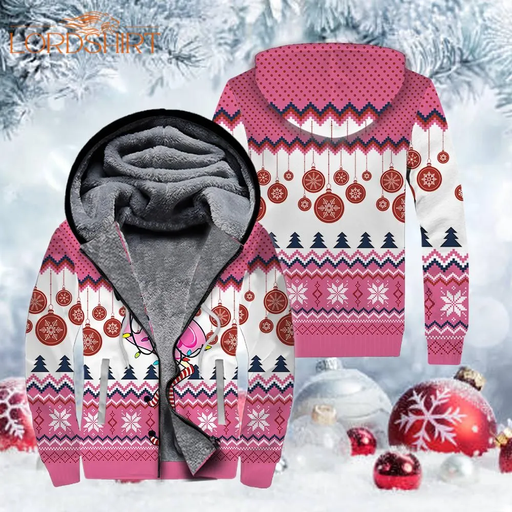 Flamingo Merry Christmas Fleece Zip Hoodie All Over Print