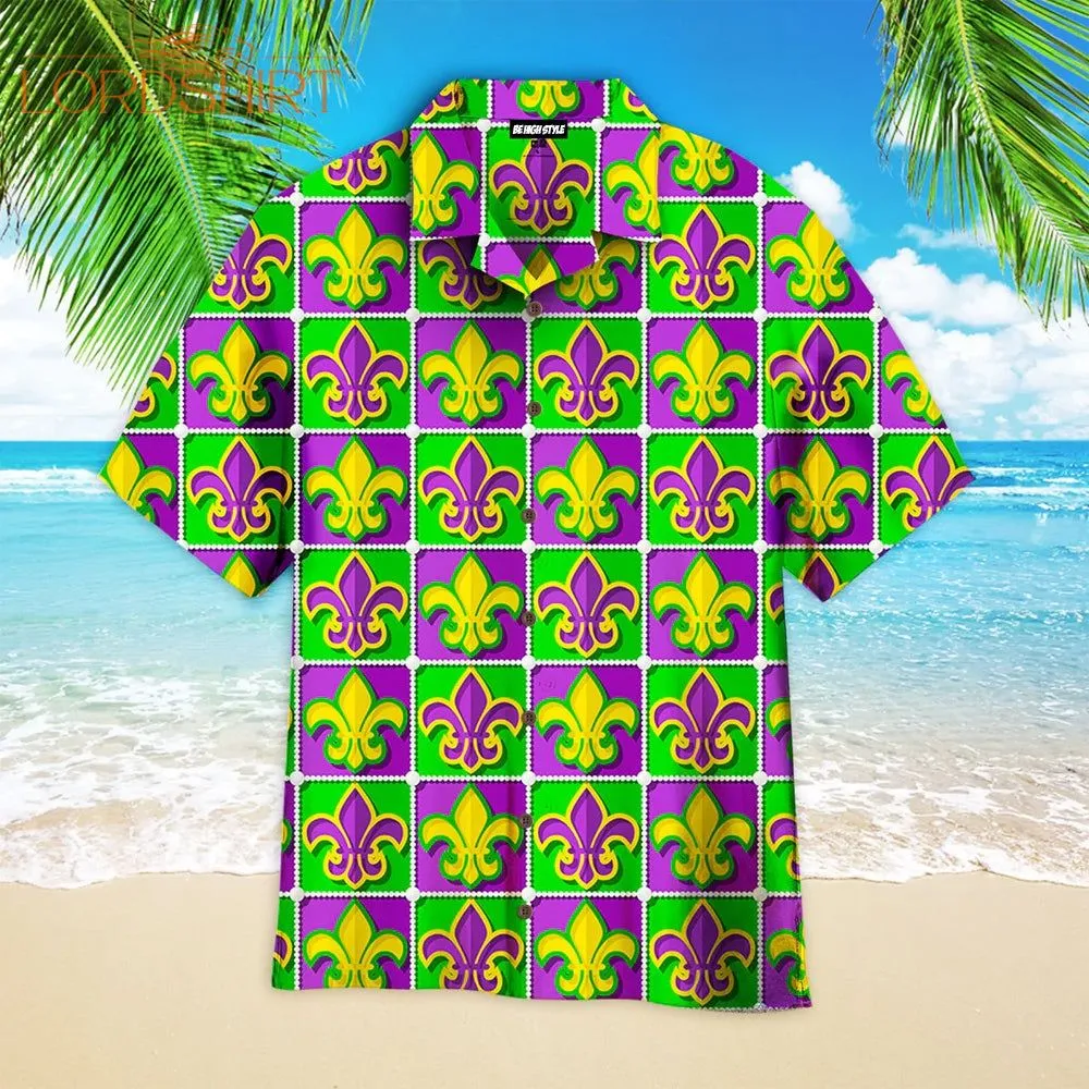 Fleur De Lis Mardi Gras Pattern Aloha Hawaiian Shirt