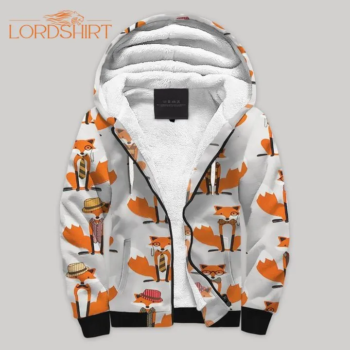 Fox Orange Fleece Zip Hoodie All Over Print