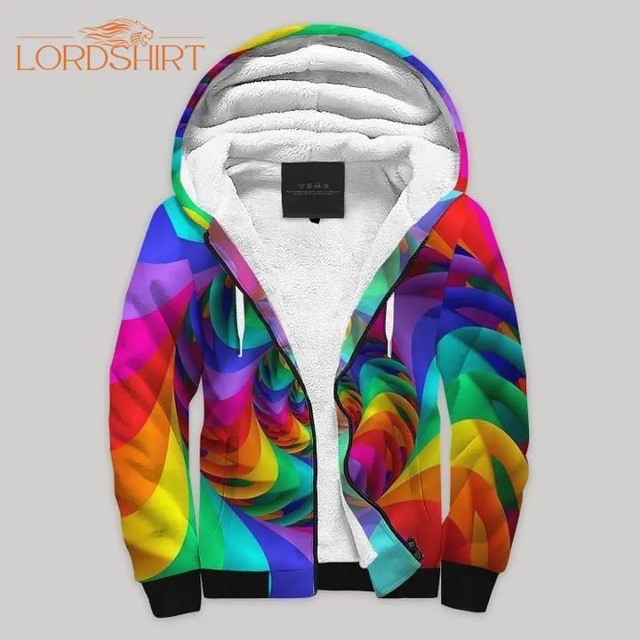 Fractal Tie Dye Fleece Zip Hoodie All Over Print