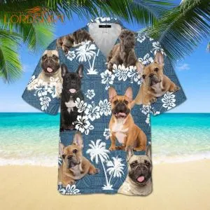French Bulldog Blue Tribal Hawaiian Shirt