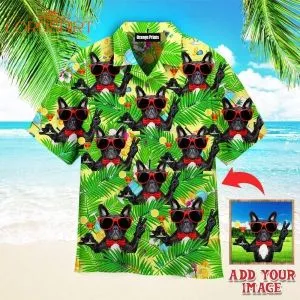 French Bulldog Martini Cocktail Custom Photo Hawaiian Shirt