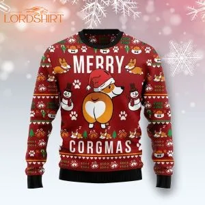 Funny Corgi Dog Merry X-mas Ugly Christmas Sweater