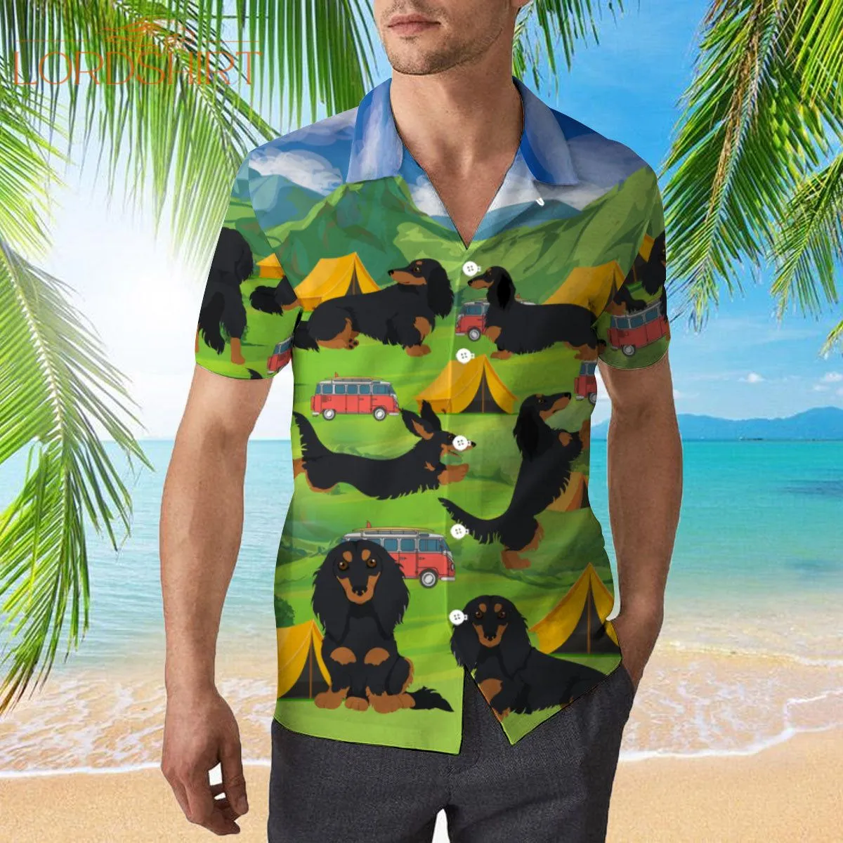 Funny Dachshund Camping Hawaiian Shirt