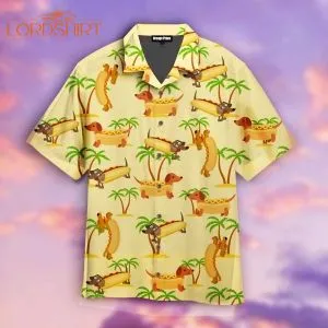 Funny Dachshund Hotdog Aloha Hawaiian Shirt