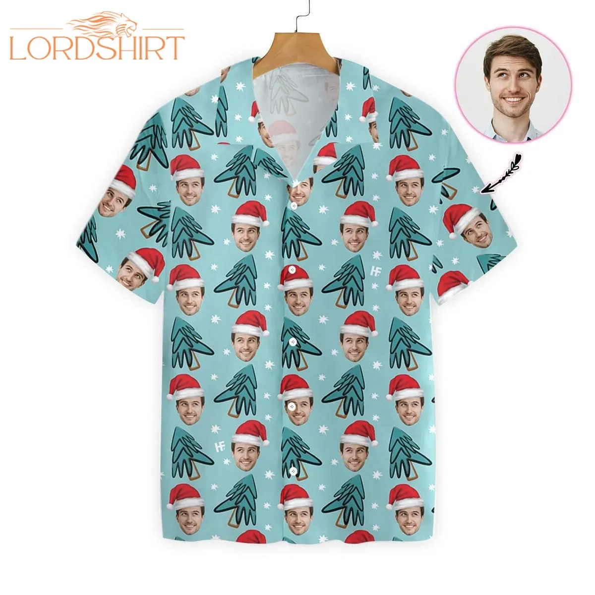 Funny Face Christmas Tree Custom Photo Hawaiian Shirt