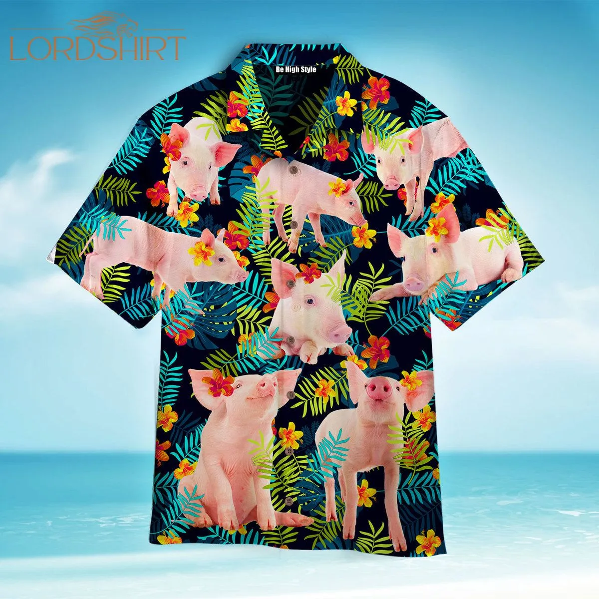 Funny Pig Flowers Tropical Hawaiian Shirt