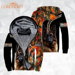 German Shepherd Dog Fleece Zip Hoodie All Over Print