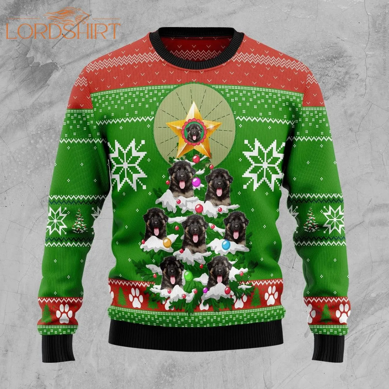 German Shepherd Pine Xmas Ugly Christmas Sweater