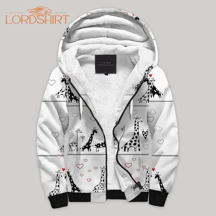 Giraffe Fleece Zip Hoodie All Over Print