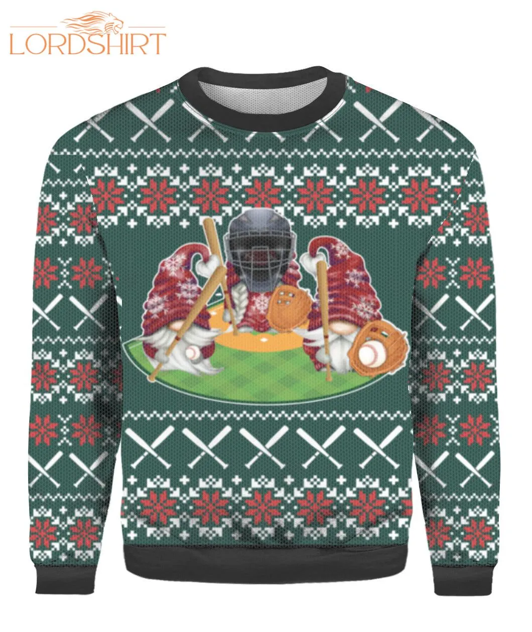 Gnomes Love Christmas Baseball Ugly Christmas Sweater