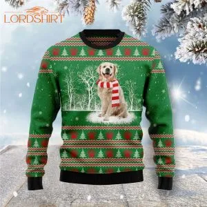 Golden Retriever Winter Tree Ugly Christmas Sweater